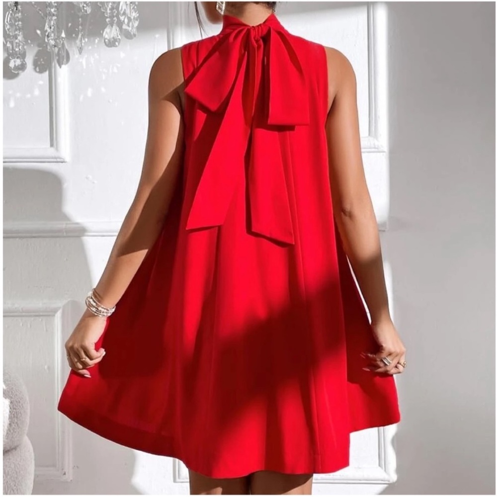 Luxe Red Neck Tie Party Evening Mini Dress XS S M L